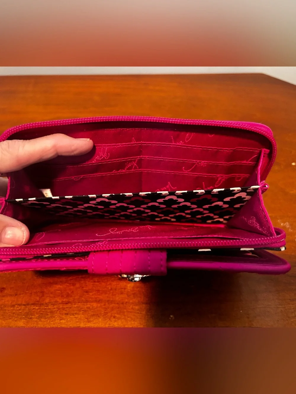 vera bradley Quilted Magenta Turn lock Zip-Around organizer Wallet